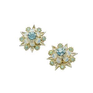 Vintage Floral Starburst Scatter Pins with Blue & Opalite Stones, Floral Brooch